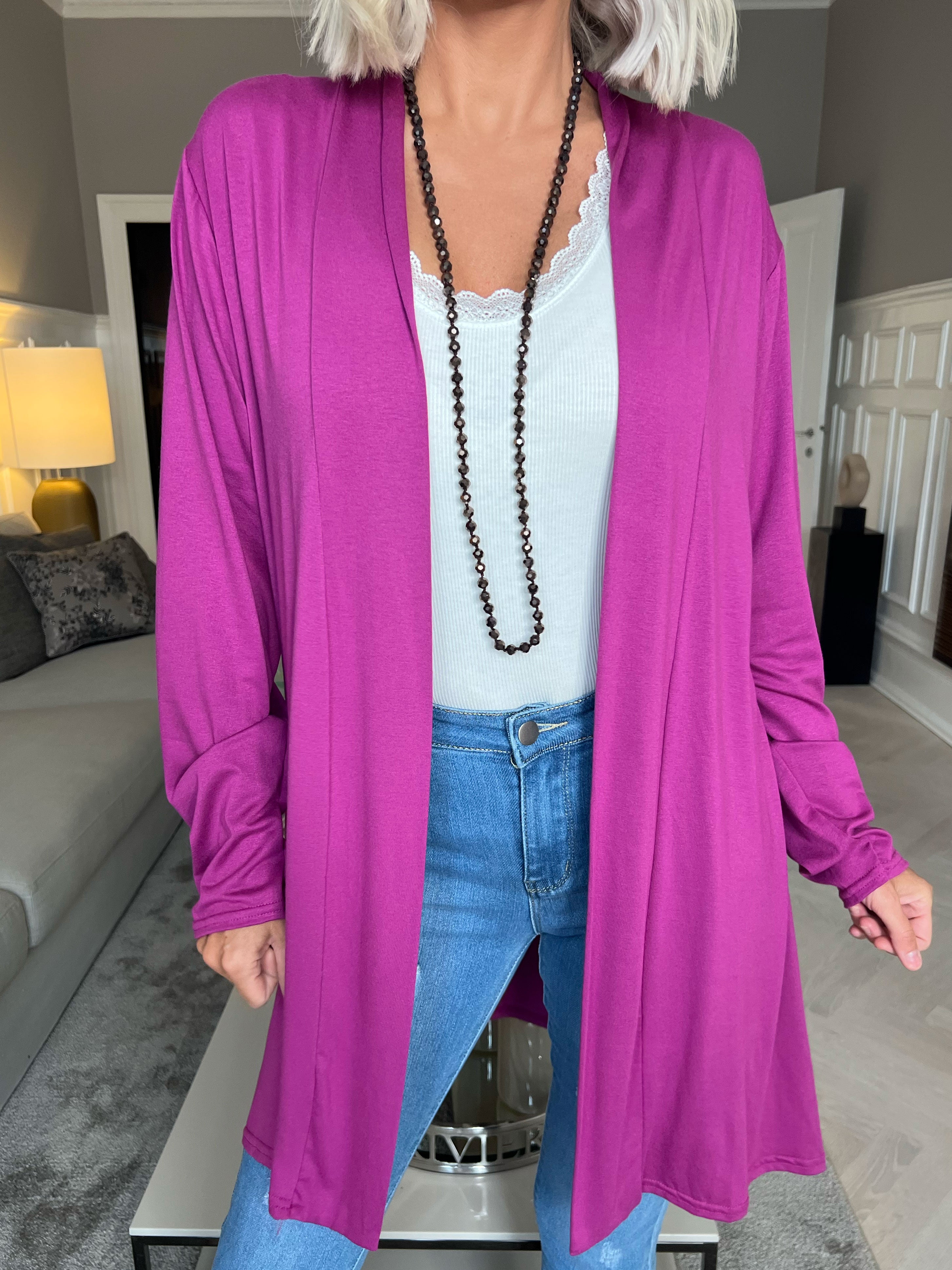 Rosa - Basis cardigan i jersey stof (bestseller)